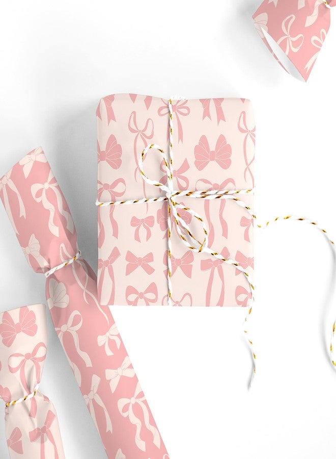 Whaline 8 Sheets Pink Bow Wrapping Papers - Not Roll - Pink Beige Bowknot Gift Wrap Paper Folded Flat for Coquette Birthday Wedding DIY Crafts, 19.7 x 27.6 In - Image 4